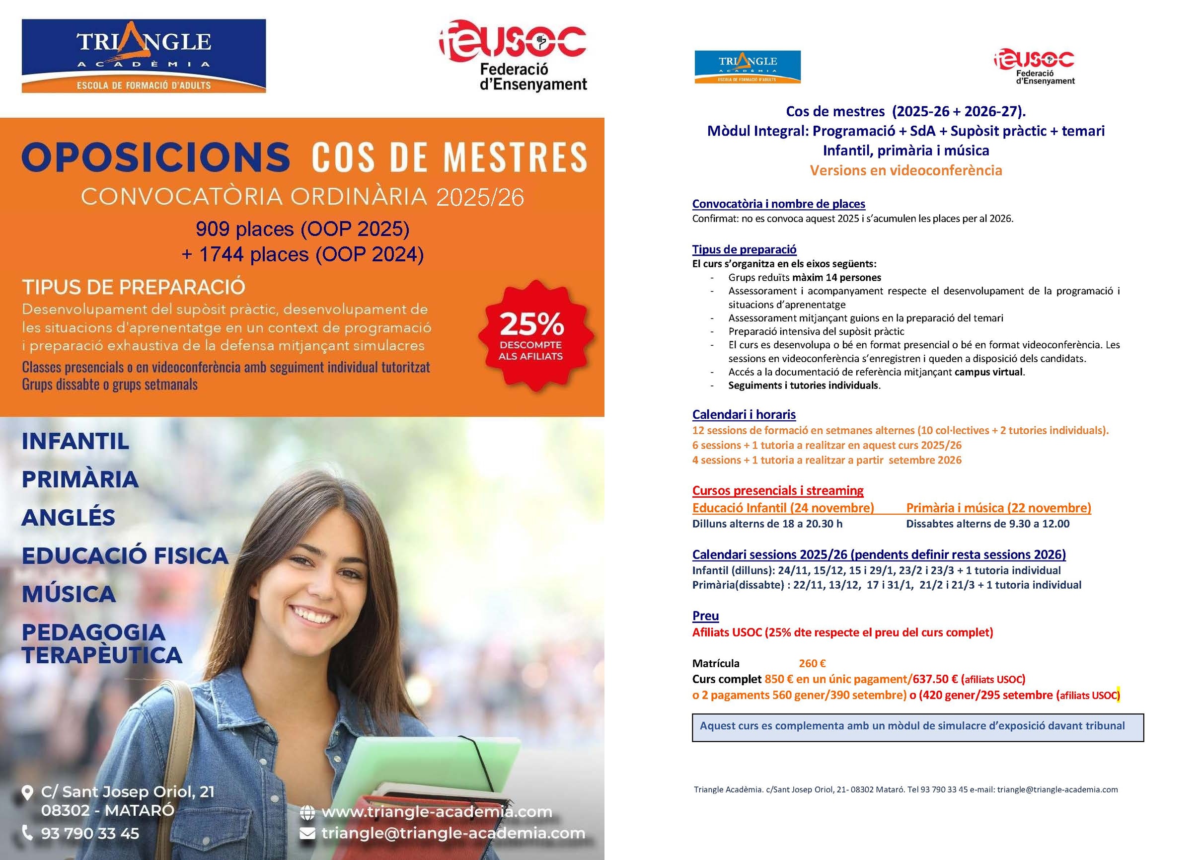 Cartell i programa curs preparació opos. mestres