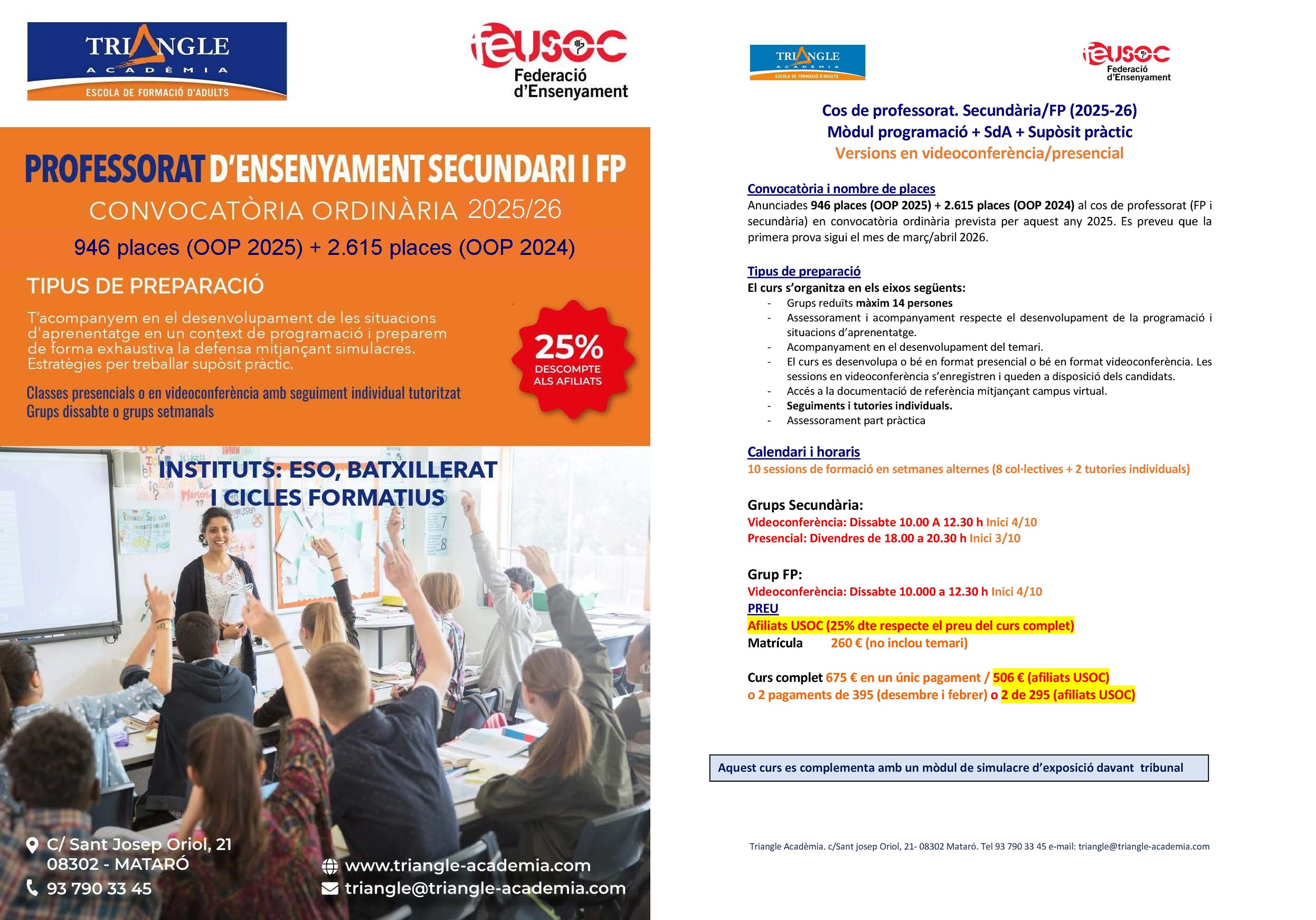 Cartell i programa curs preparació opos. professorat